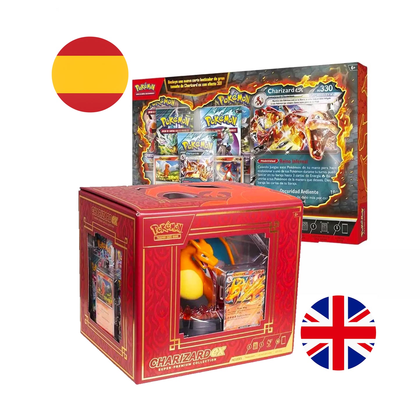 Pack Charizard ex Colección especial Español & Super Premium Collection Inglés - Pokemon TCG